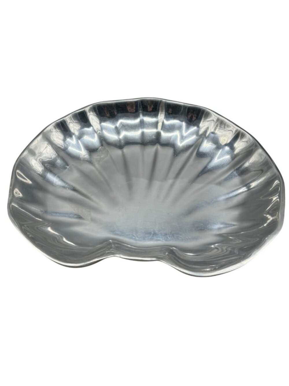 old town imports shell pewter dish tray signed #392379 made Mexico 14x11" READ